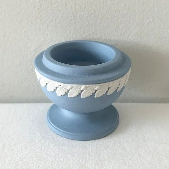 Vintage WEDGWOOD Blue Jasperware Candle Tea Light Votive Holder - Picture 4 of 8